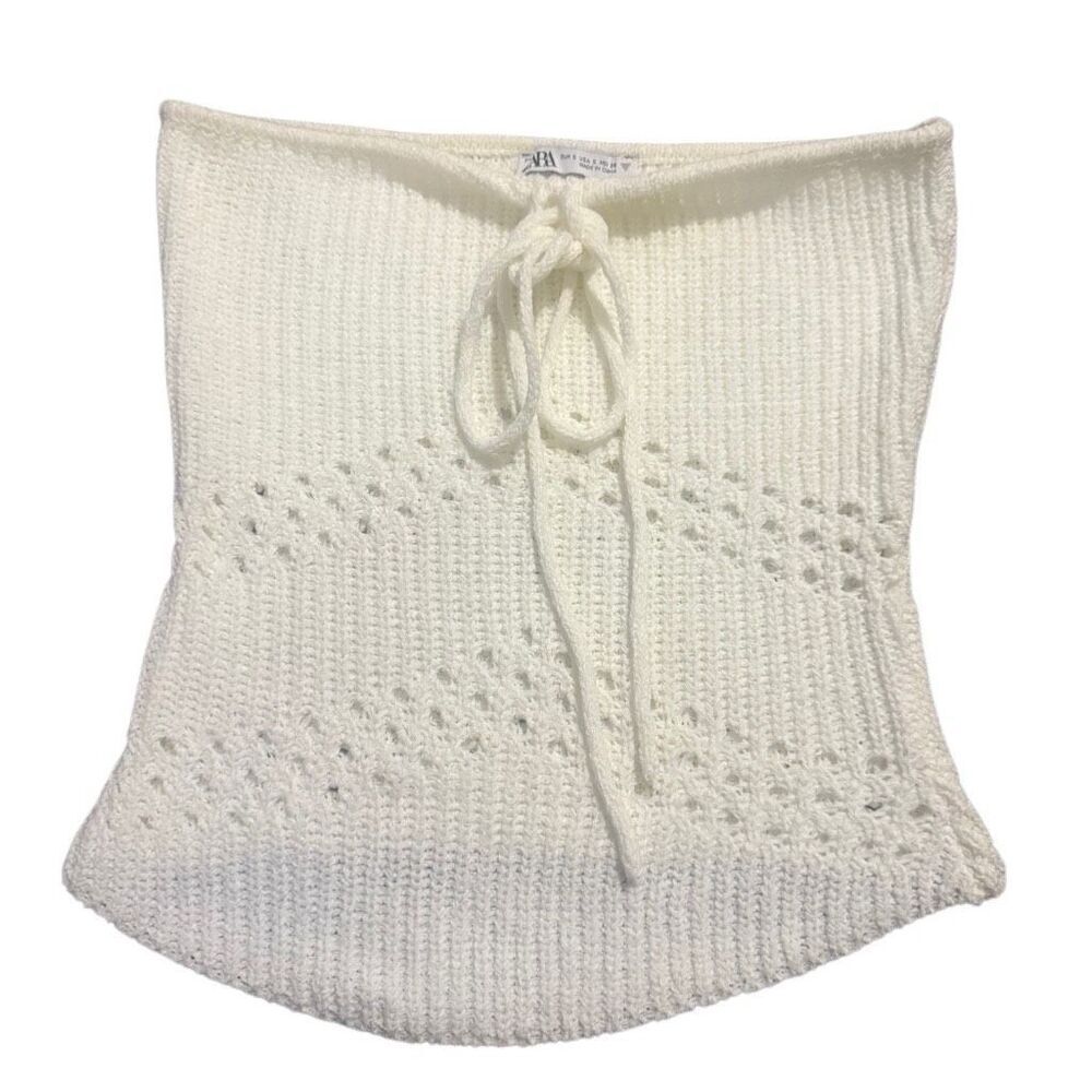 Zara white strapless crochet blouse size small